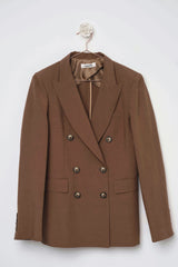 Camel brown linen blend blazer
