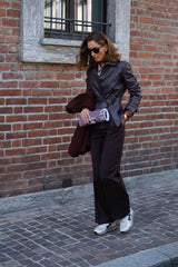 Giacca in pelle bordeaux