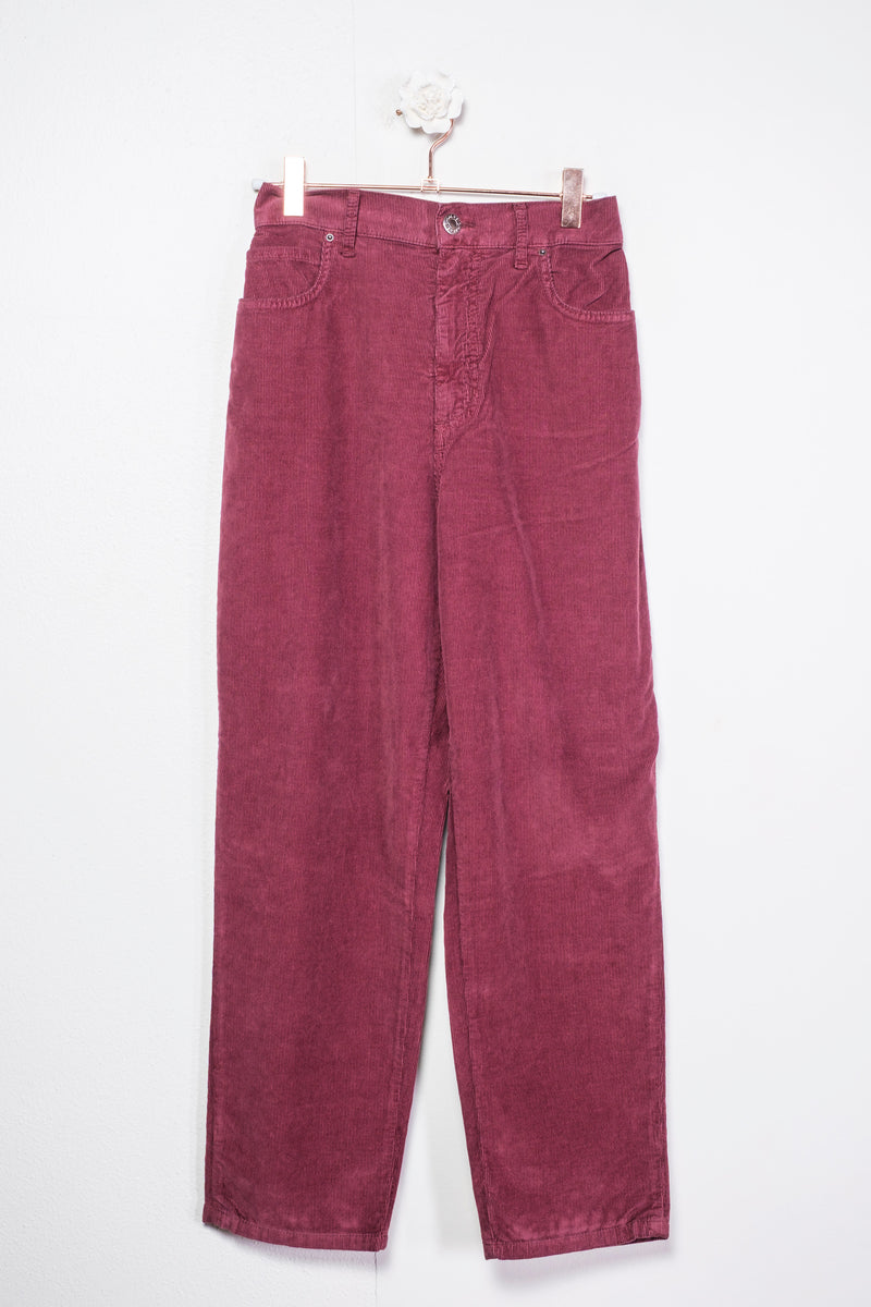 pants in burgundy velvet