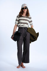 Striped terry polo shirt