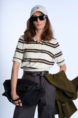 Striped terry polo shirt