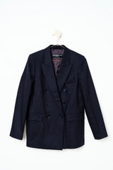 BLAZER DOPPIOPETTO IN LANA E CASHMERE NAVY