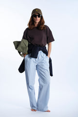 Pantalone in cotone gessato