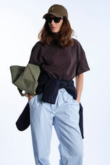 Pantalone in cotone gessato