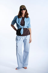 Pantalone in cotone gessato