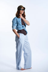 Pantalone in cotone gessato