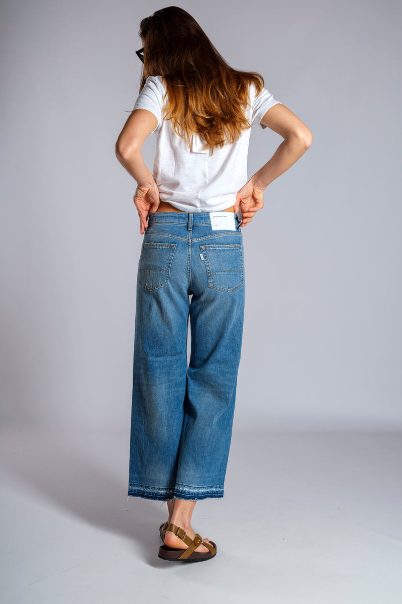 Raw-cut wide leg jeans