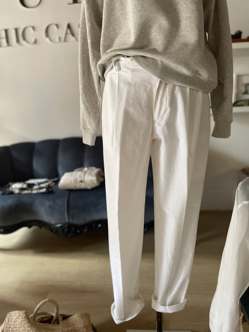 Canvas cotton pants with pincers