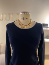 Raw cut crew neck sweater