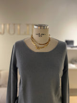 Raw cut crew neck sweater