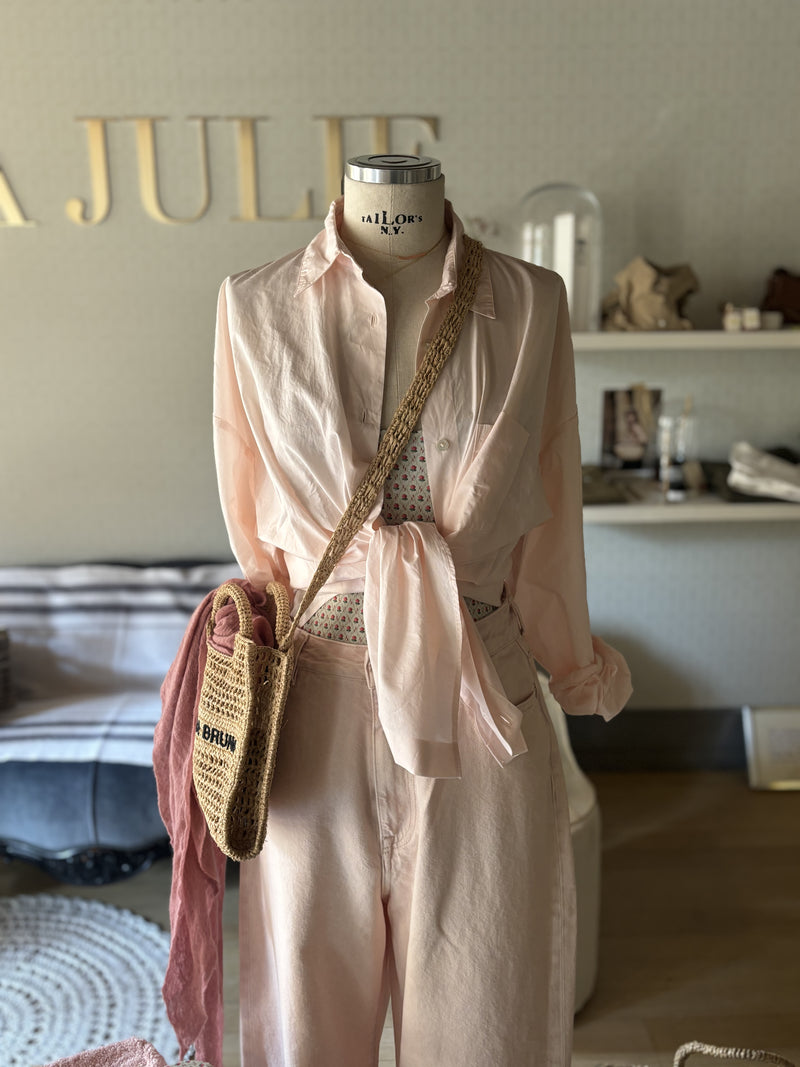 JEANS GAMBA ampia light rose
