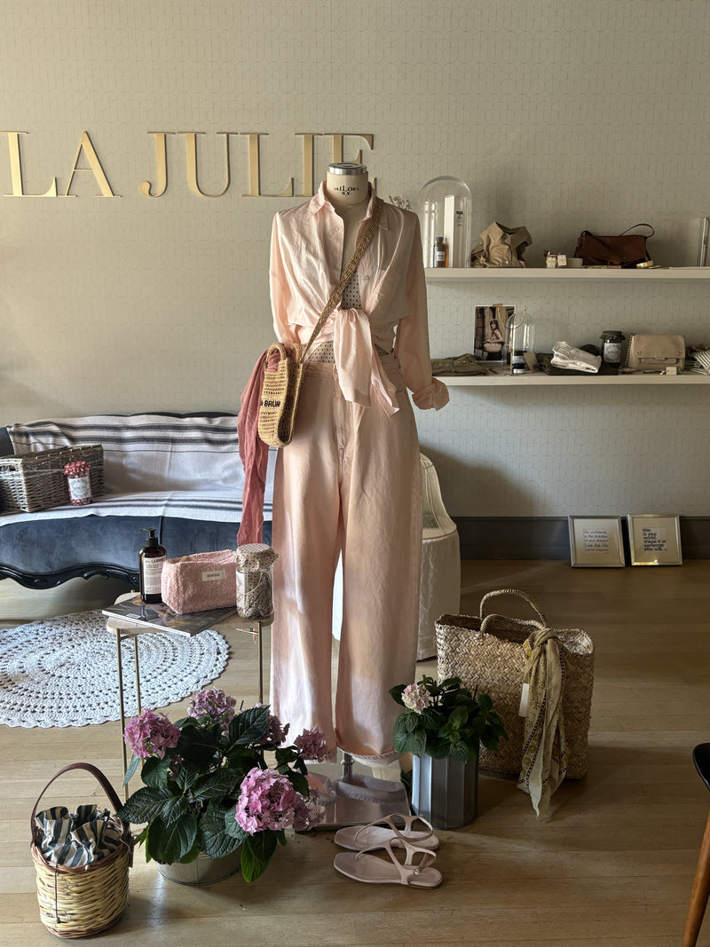 JEANS GAMBA ampia light rose