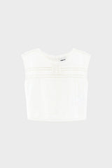 White embroidered sleeveless blouse