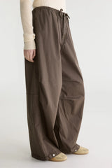 PANTALONI A GAMBA LARGA IN TWILL DI COTONE