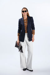 BLAZER DOPPIOPETTO IN LANA E CASHMERE NAVY
