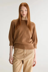 CAMEL SHORT SLEEVE SWEATER