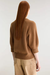 CAMEL SHORT SLEEVE SWEATER