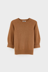 CAMEL SHORT SLEEVE SWEATER