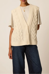 ECRU SLEEVELESS CARDIGAN