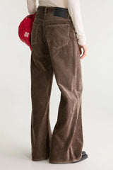 Pantalone gamba ampia in velluto chocolate