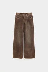 Pantalone gamba ampia in velluto chocolate