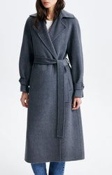 LONG ANTHRACITE WOOL COAT
