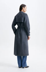 LONG ANTHRACITE WOOL COAT