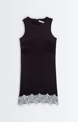 CREW NECK DRESS WITH LACE EDGE