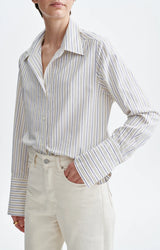 CAMICIA OVERSIZE A RIGHE ECRU