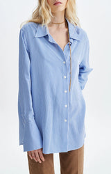 CAMICIA OVERSIZE A RIGHE BLU