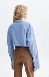 CAMICIA OVERSIZE A RIGHE BLU