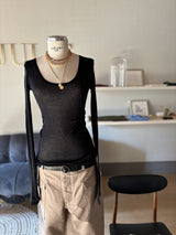 Round-neck cotton shirt