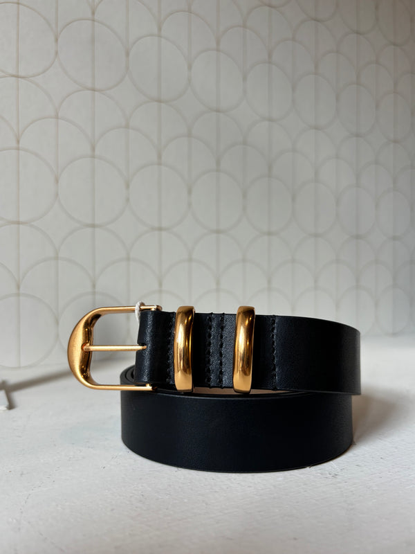 30mm black leather belt