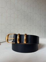 30mm black leather belt