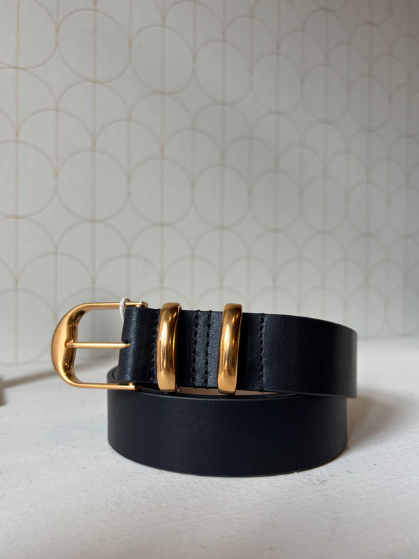 30mm black leather belt