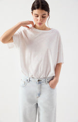 Crew-neck short-sleeved slub jersey t-shirt