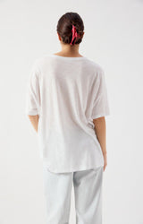 Crew-neck short-sleeved slub jersey t-shirt