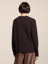 round neck sweater WITH RELAXED RIBBED EDGES MAHOGANY