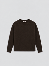round neck sweater WITH RELAXED RIBBED EDGES MAHOGANY