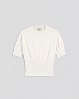 MAGLIA GIROCOLLO MANICA CORTA IN MISTO LANA E CASHMERE BIANCO