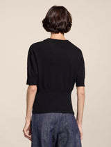 round neck sweater SHORT SLEEVES IN WOOL AND CASHMERE BLEND